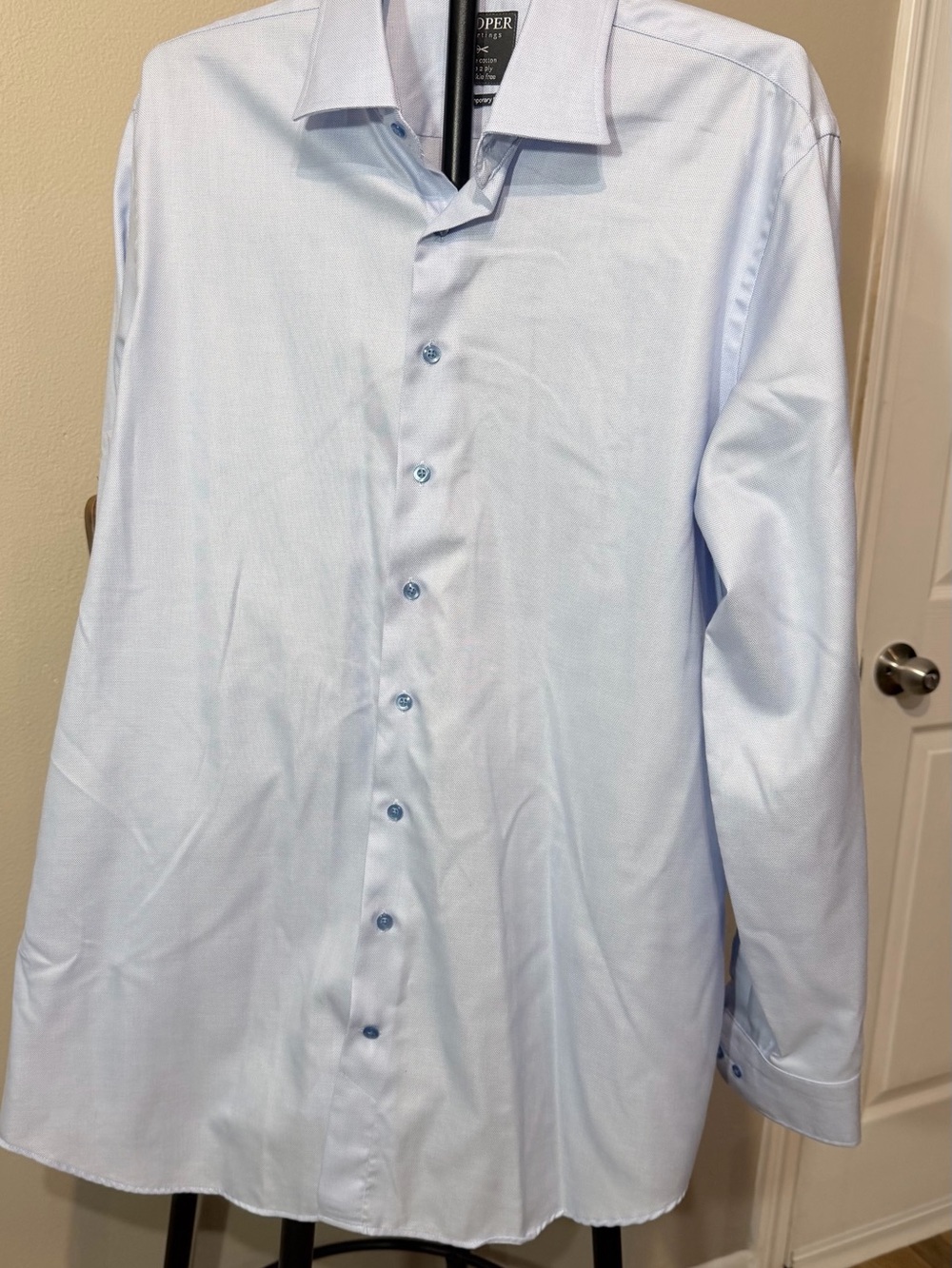 Proper Men’s Light Blue Dress Shirt Contemporary Fit Size 17.5 with sleeve 36-37